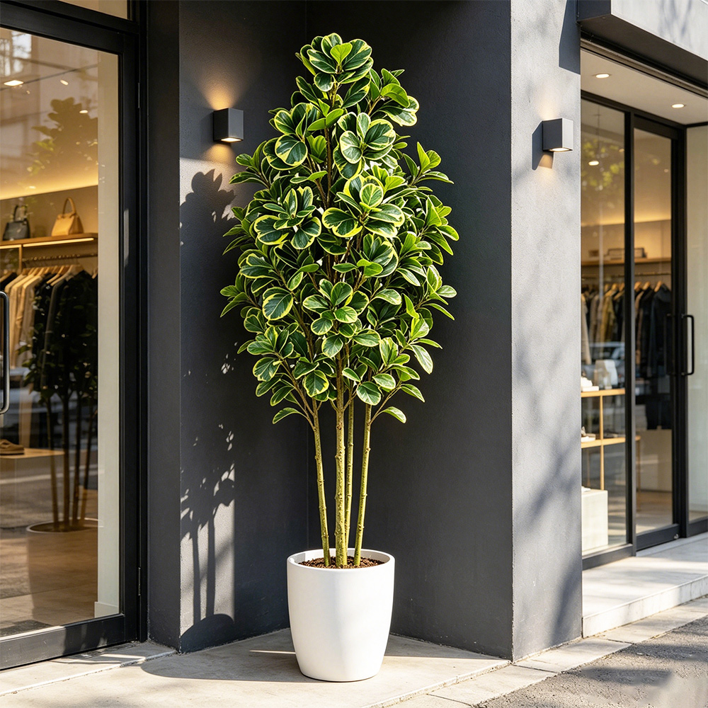 Rubber Plant Ficus - 76cm/115cm Yapay Ficus Ağacı Büyük Sahte